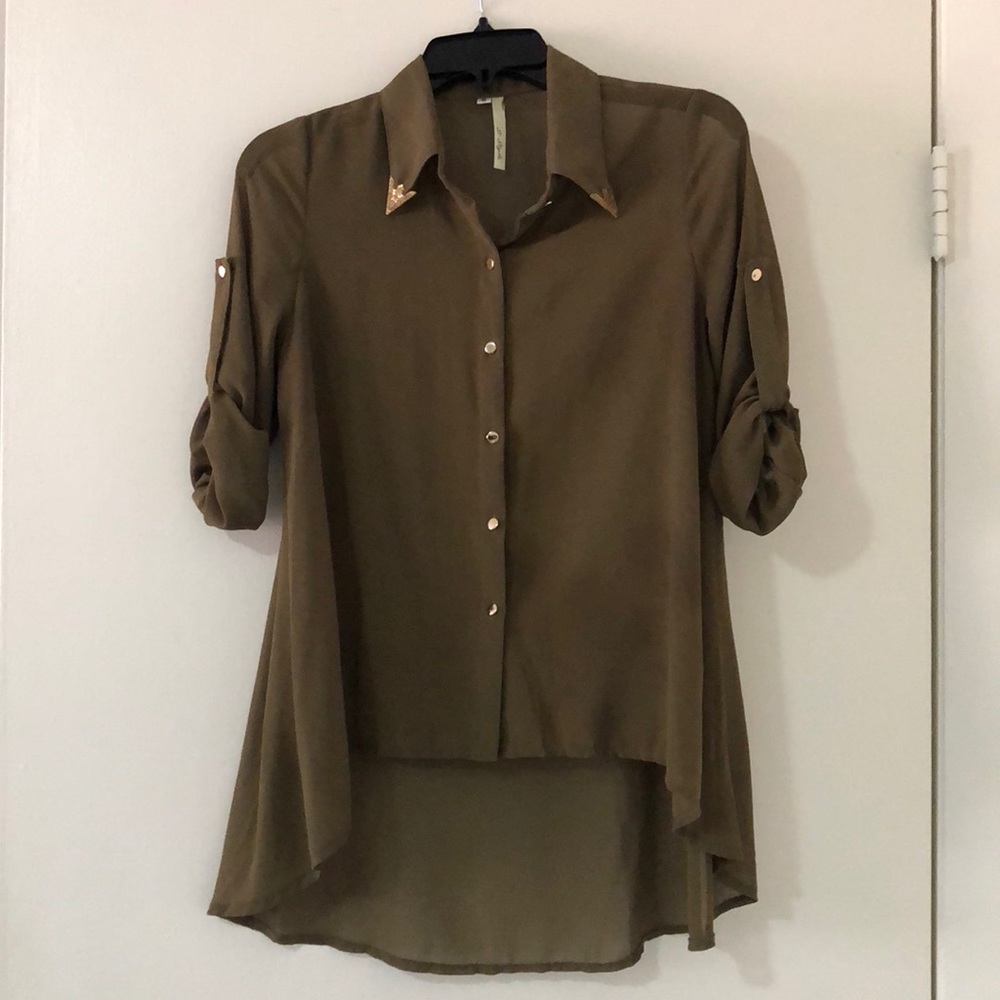 Olive sheer blouse